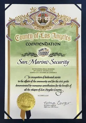 Country of Los Angeles - Commendation - Temple City Chamber of Commerce